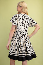 Load image into Gallery viewer, Black + Ivory Floral Dress
