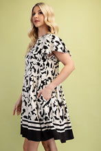 Load image into Gallery viewer, Black + Ivory Floral Dress
