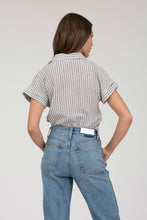 Load image into Gallery viewer, B+W Stripe Button Up Top
