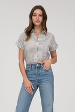 Load image into Gallery viewer, B+W Stripe Button Up Top
