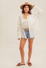 Load image into Gallery viewer, White Oversized Plaid Button Top
