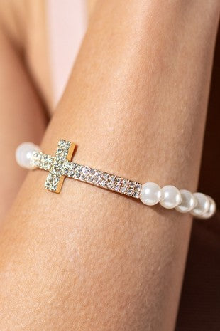 Pearl Cross Bracelet