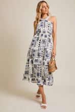 Load image into Gallery viewer, Tropical Navy Halter Dress
