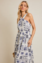 Load image into Gallery viewer, Tropical Navy Halter Dress
