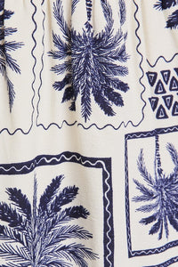 Tropical Navy Halter Dress