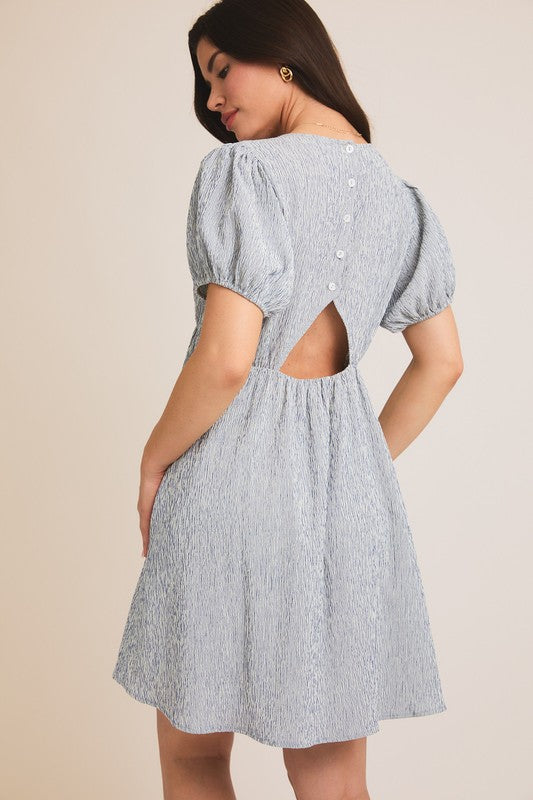 Blue Cut-Out Back Dress