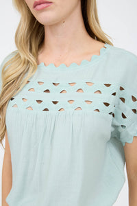 Mint Scalloped Edge Top