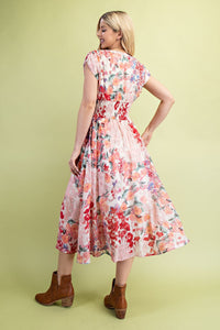 Pink Mixed Floral Zip Dress