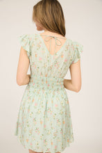 Load image into Gallery viewer, Sage Floral Smocked Waist Dress
