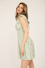 Load image into Gallery viewer, Sage Floral Smocked Waist Dress
