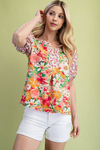 Load image into Gallery viewer, Pink + Orange Mixed Floral Top
