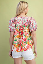 Load image into Gallery viewer, Pink + Orange Mixed Floral Top
