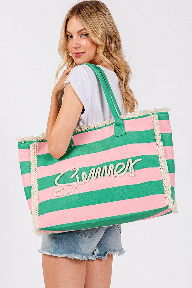 Pink + Green Summer Tote