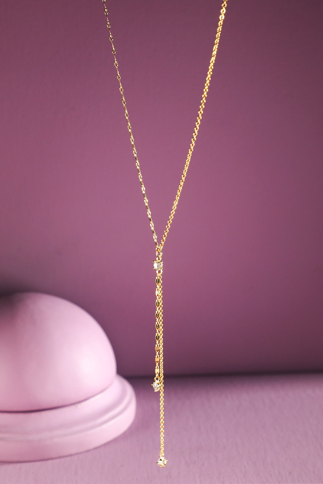 Gold Gem Y Necklace