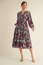 Load image into Gallery viewer, Charcoal Floral Midi Dress - Plus
