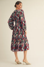Load image into Gallery viewer, Charcoal Floral Midi Dress - Plus

