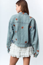Load image into Gallery viewer, Football Embroidered Denim Jacket
