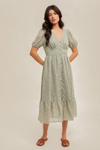 Load image into Gallery viewer, Sage Jacquard Midi Dress
