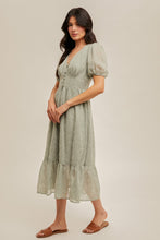 Load image into Gallery viewer, Sage Jacquard Midi Dress
