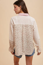 Load image into Gallery viewer, Pink Gingham + Floral Blocked Top
