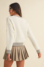 Load image into Gallery viewer, Ivory + Brown Bow Sweater
