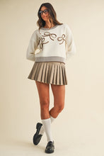 Load image into Gallery viewer, Ivory + Brown Bow Sweater
