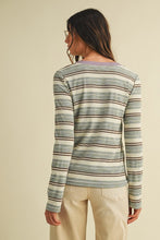 Load image into Gallery viewer, Blue Multi Stripe Henley
