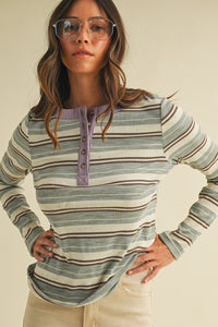 Blue Multi Stripe Henley