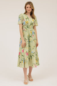 Green Floral Midi Dress