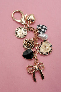 Checkered Bow Bag Charm