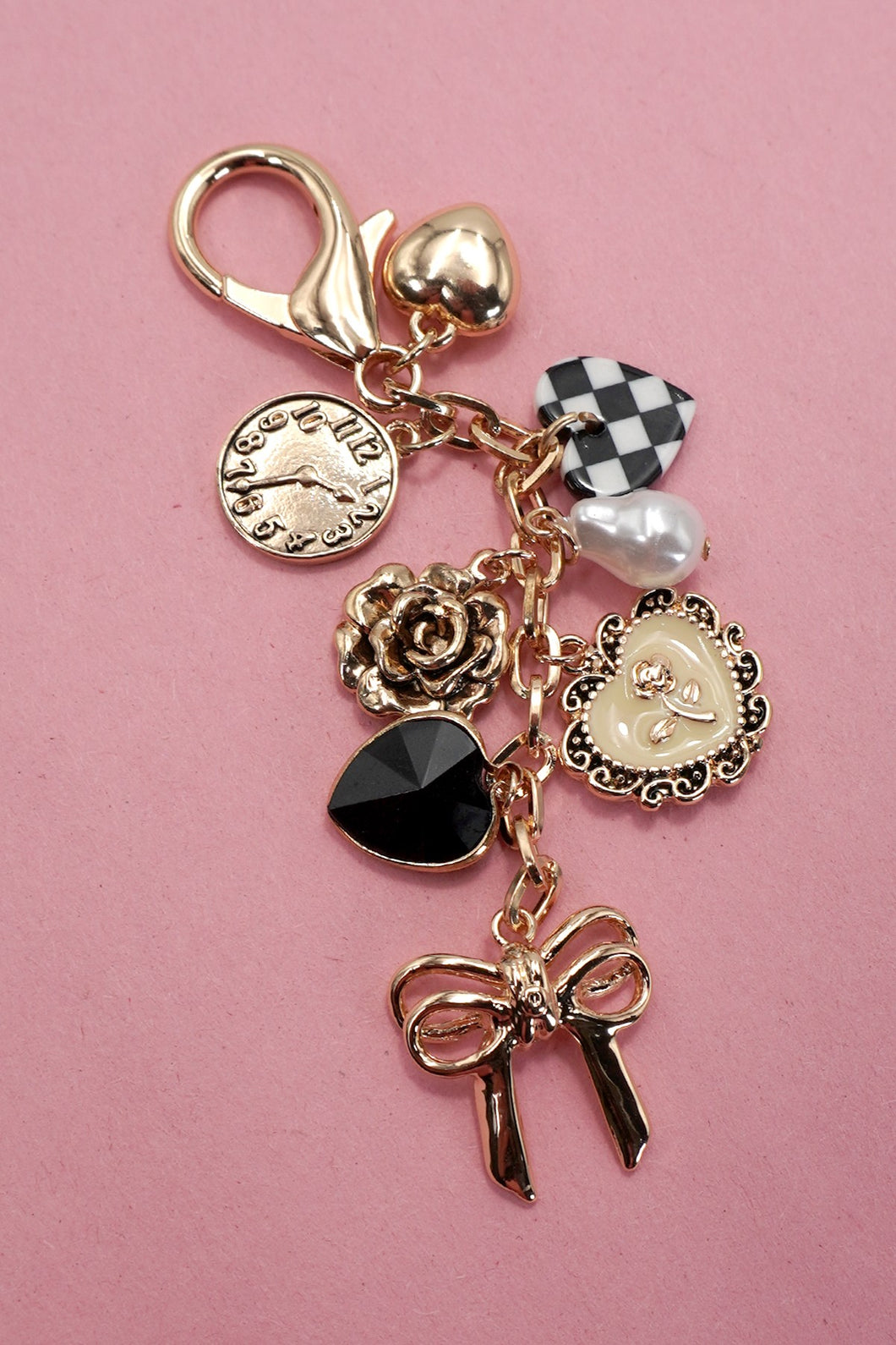 Checkered Bow Bag Charm