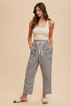 Load image into Gallery viewer, Navy Stripe Barrel Crop Pants
