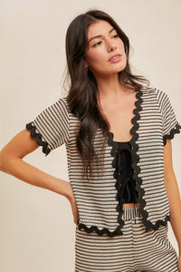 Black Ric Rac Tie Top