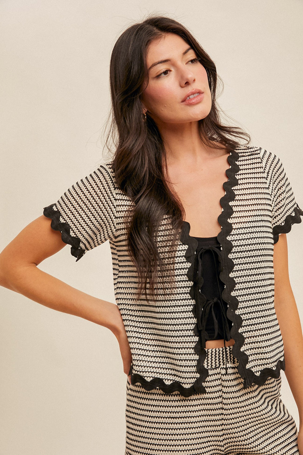 Black Ric Rac Tie Top