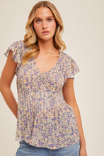Load image into Gallery viewer, Lavender Floral Chiffon Top
