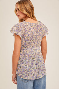 Lavender Floral Chiffon Top