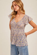 Load image into Gallery viewer, Lavender Floral Chiffon Top
