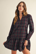 Load image into Gallery viewer, Navy Plaid Ruffle Dress
