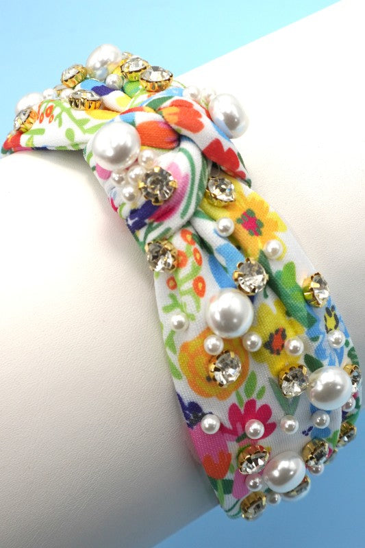 Pearl + Gem Floral Headband