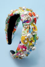 Load image into Gallery viewer, Pearl + Gem Floral Headband

