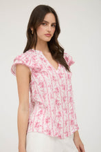 Load image into Gallery viewer, Pink Floral Stripe Top
