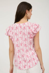 Pink Floral Stripe Top