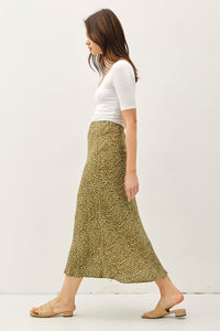 Olive Printed Midi Skirt
