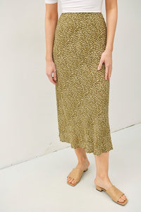 Olive Printed Midi Skirt