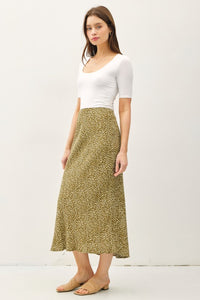 Olive Printed Midi Skirt