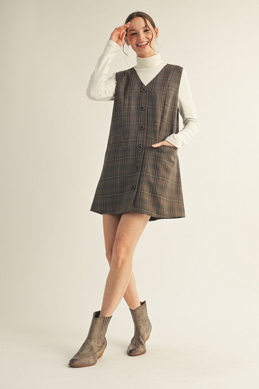 Brown Plaid Dress