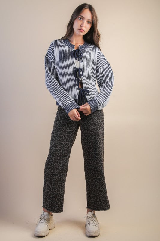 Straight Grey Leopard Pants