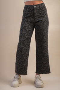 Straight Grey Leopard Pants