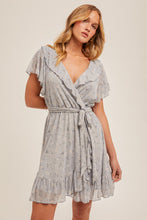 Load image into Gallery viewer, Hem + Thread Pale Blue Floral Ruffle Dress
