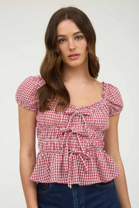 Red Gingham Bow Top